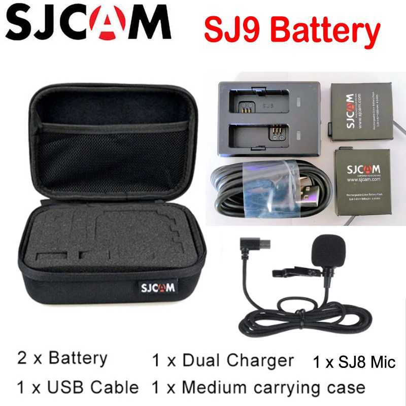 Option 3 Аккумулятор SJCAM SJ9(2 шт батареи+ двойное зарядное устройство) 1300mAh литий-ионная аккумуляторная батарея для экшн-камеры SJCAM SJ9 - Цвет: Option 3