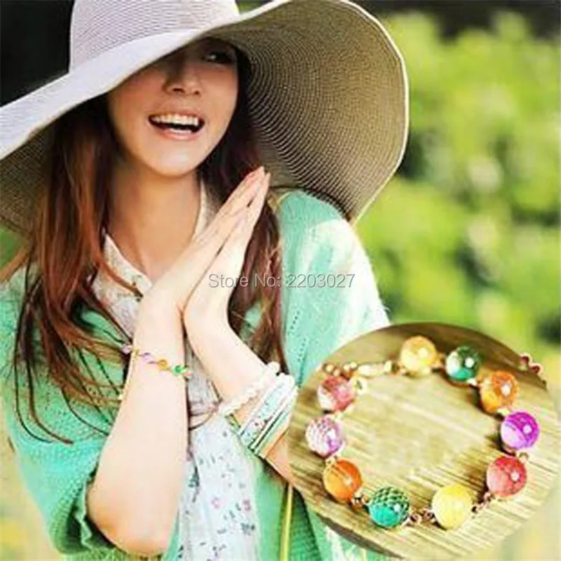 Корейский Конфеты Цвет Хрустальные Бусины Браслет Радуга Манжеты Женщины