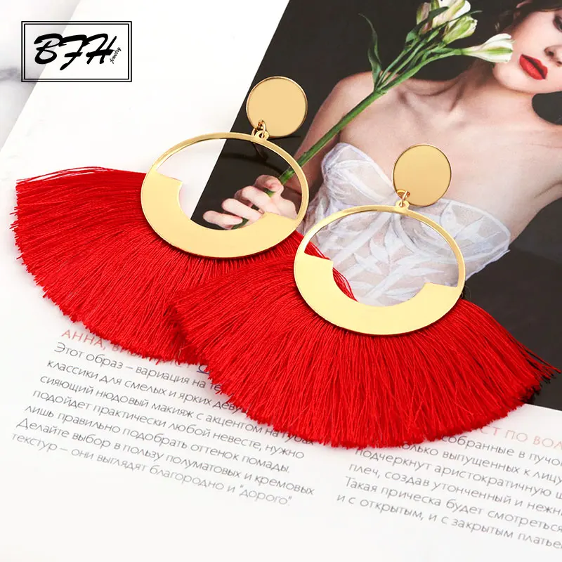 Женские богемные серьги-подвески BFH крупные серьги с бахромой ручной работы