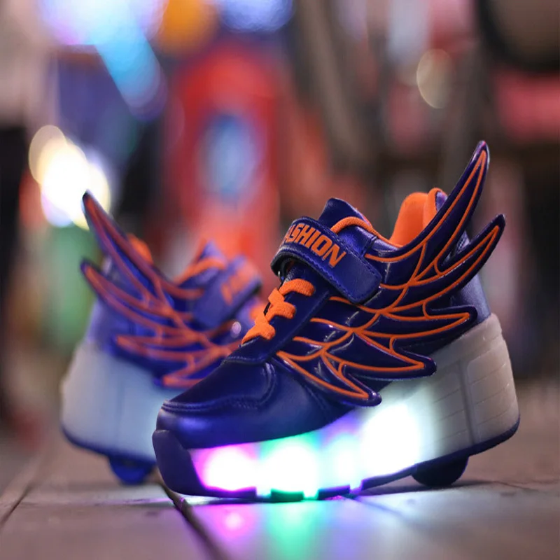 Теннисные кроссовки Heelys; весенняя обувь с двойными колесами; Светодиодный светящийся кроссовки; детская обувь для мальчиков и девочек; Студенческая прогулочная обувь - Цвет: LED Luminous 003