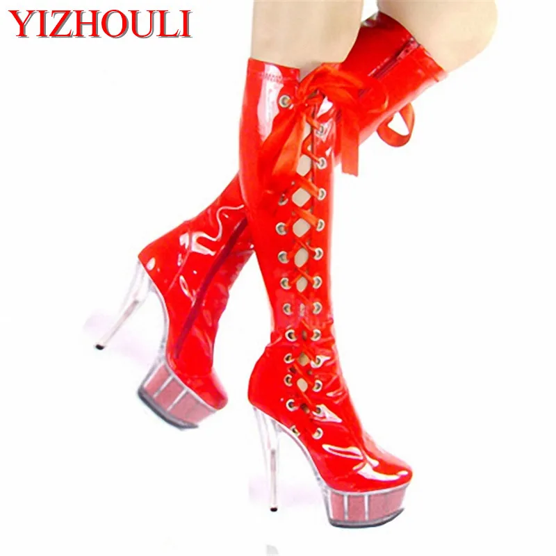 Model banquet stage runway boots, club pole dancing performance high boots 13-15 cm high heels dance shoes