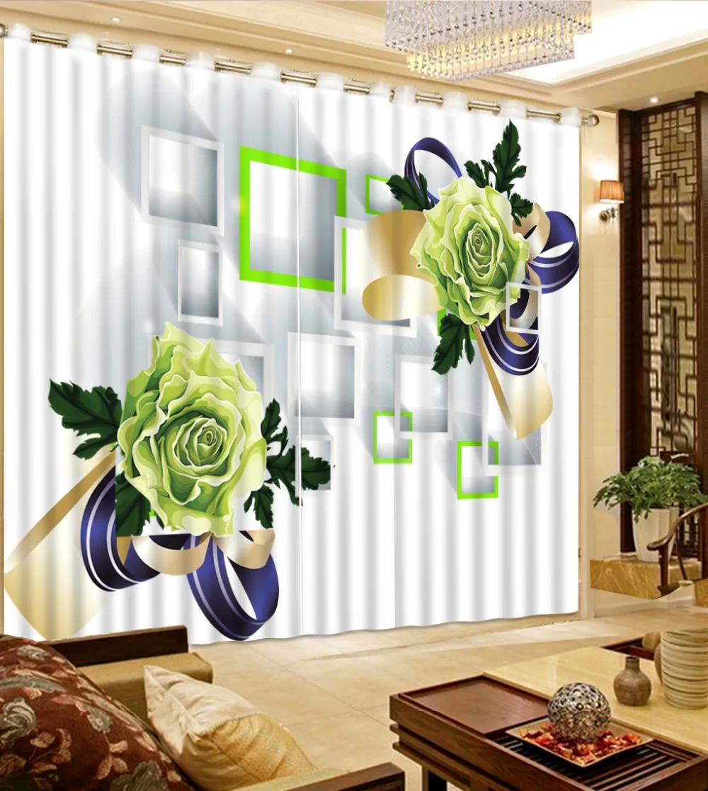 

Simple fashion blackout curtain for living room Flower curtains custom made 3d