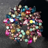zlxgirl luxury brand bridal flower brooch pins for women perfect rhinestone crystal hijab pins broches women bags accessories