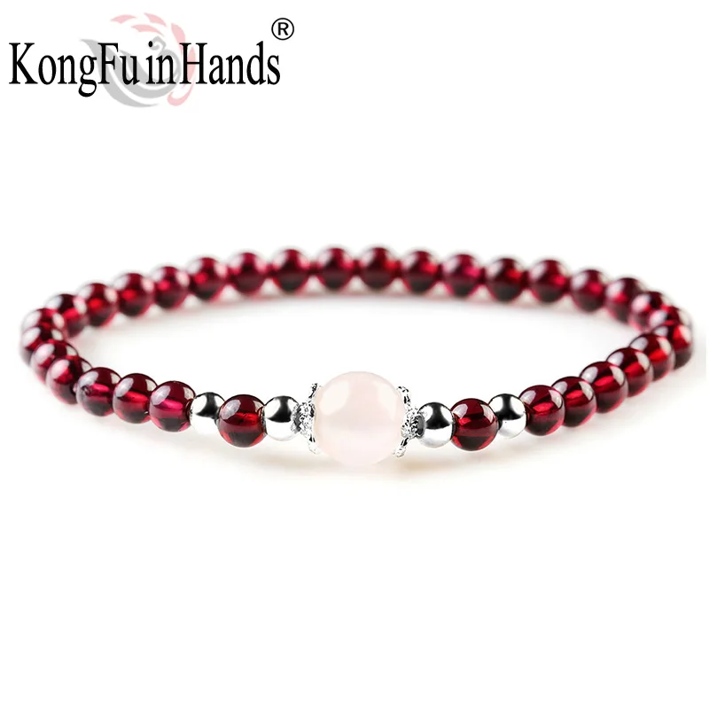 Женские Ювелирные изделия натуральный гранатовый браслет из стерлингового