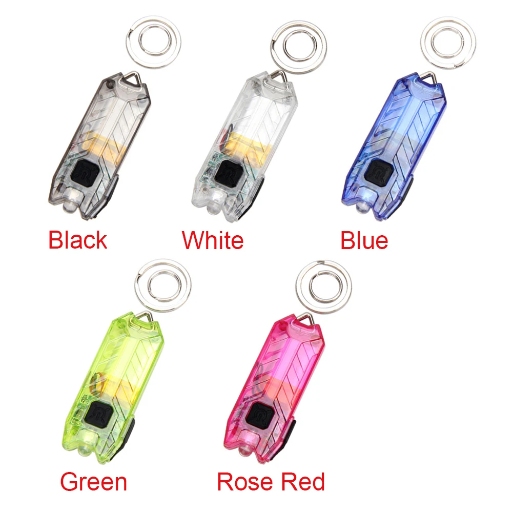 

Keychain Flashlight Outdoor Led Torch USB Charging Portable Tube 2 Modes Lamp Compact Keyring Light Rechargeable Mini 45LM