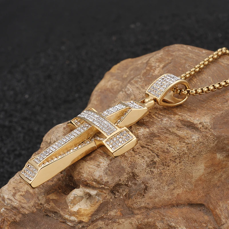 Панк 24 дюйма 4 мм Rolo коробка цепь из нержавеющей стали Полный AAA Кристалл Камень CZ