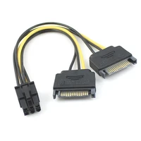 dual two sata 15 pin male m to pci e express card 6 pin female graphics video card power cable 15cm