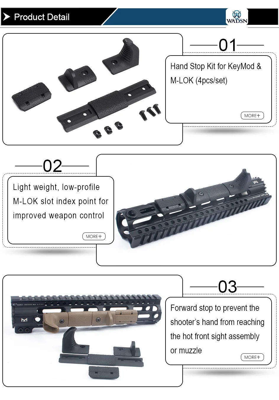 Wadsn Airsoft M-LOK ручной стоп-комплект для KeyMod M Лок крепления Системы m-LOK цевье 4 шт./компл. Acessórios Softair MP02057