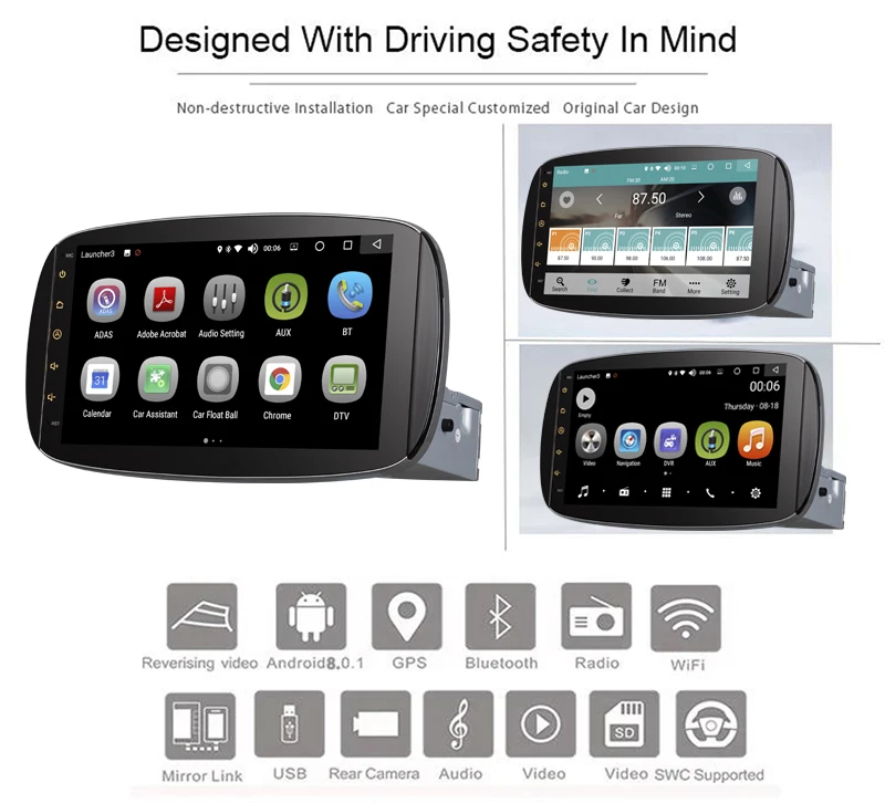 Android 8 0 9 дюймов Автомобильный dvd-плеер стерео радио GPS навигация Bluetooth 4 ГБ/32 ГБ авто