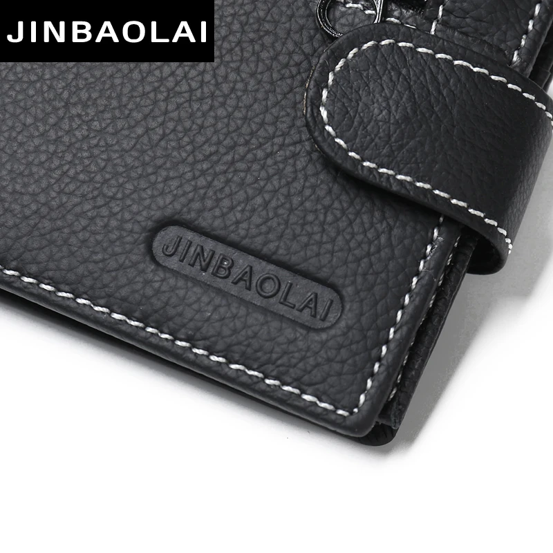 Кошелек JINBAOLAI мужской из натуральной кожи бумажник на молнии с застежкой и