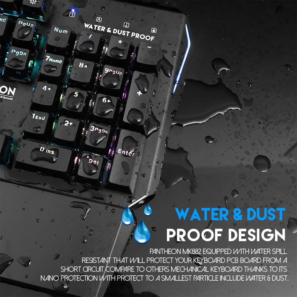 FANTECH MK882 Механическая игровая клавиатура Проводная 104 ключей анти водяная пыль