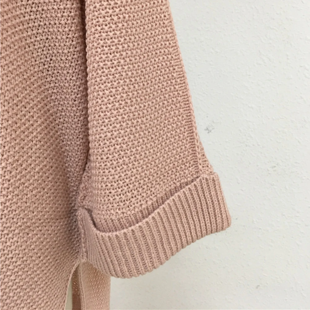 Loose Pullover Sweater Women Autumn 2020 Long Knitting Jumper Split Solid Clothing For Female Causal | Женская одежда