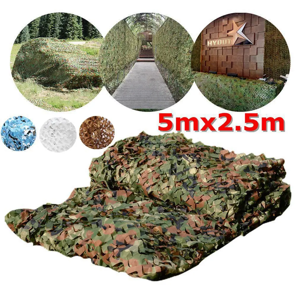 Камуфляжная сетка 5 м x 2,5 м, камуфляжная сетка для автомобиля, Чехол для кемпинга, лесной, военный, охотничий, стрельба