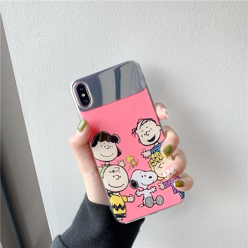 WTSZKL мультфильм милый розовый красный Snoopy зеркало с узором Телефон чехол для iPhone 6
