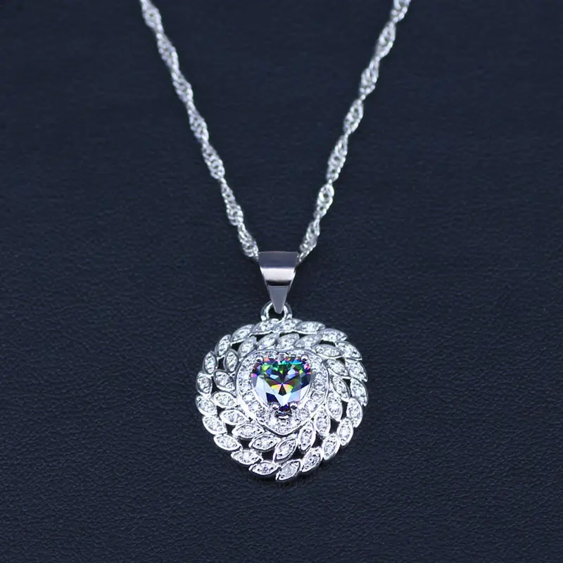 Женский ювелирный комплект из колье сердца и кольца|bridal jewelry|zirconia jewelryjewelry set 925 |