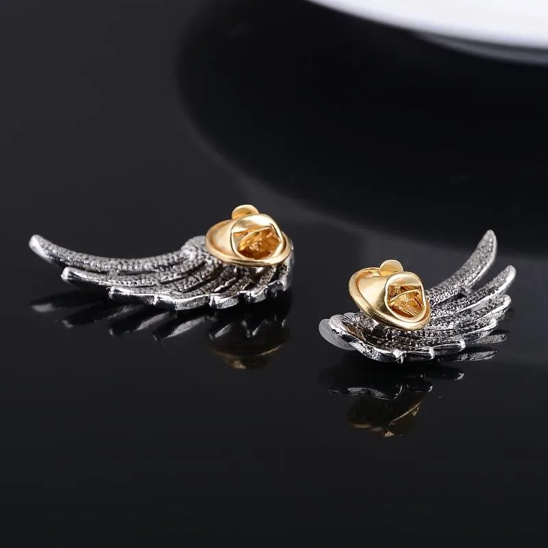 

Unisex Fashion 2 Colors Opal Wing Feather Shirt Brooch Pin Men Women Collar Button Stud Brooches Jewelry