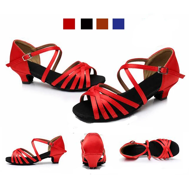 Hot Sale Professional Satin Latin Dance Shoes Girls Kids Salsa Ballroom Shoes Zapatos De Baile Latino Mujer