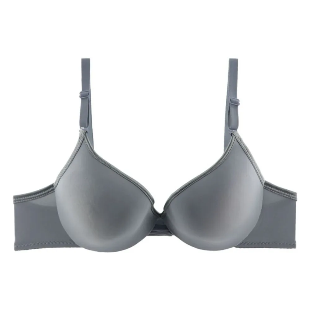 Plus Size Women Rimless Gathered Bras Glossy Full-Coverage Push Up Underwear Solid Adjusted Brassieres 105C | Женская одежда
