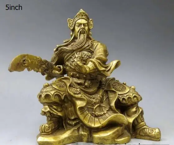 5 &quotКитайский медный Дракон Guan Gong Yu Статуэтка воина|Статуи и скульптуры| |