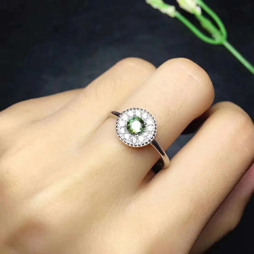 Верность натуральный 3 мм многоцветный Турмалин кольца s925 серебро цвет