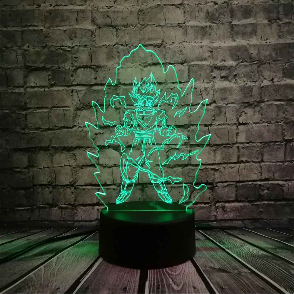 3D лампа Dragon Ball Monkey Super Saiyan Warrior Goku USB ночной Светильник многоцветный светодиодный