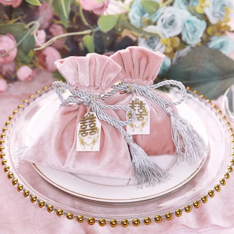 10pcs 14cmX12cm chinese style Wedding Candy Bag with Tassels Gifts Pouch Favor Bags rustic wedding favors and gifts for guest | Дом и сад