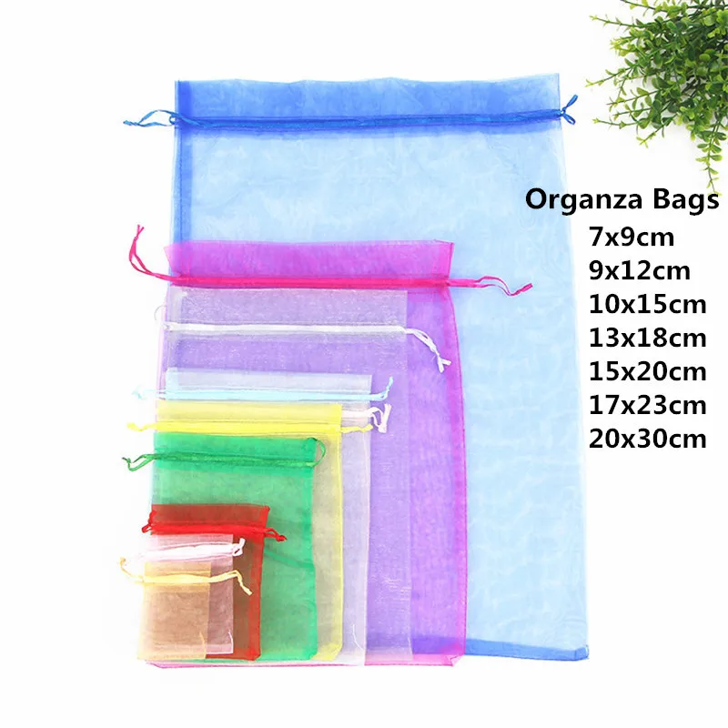 

10pcs 15x20 17x23 20x30cm Wedding Organza Gift Bags Jewelery Pouches Birthday Party Decoration Kids Packaging Bag Party Supplies