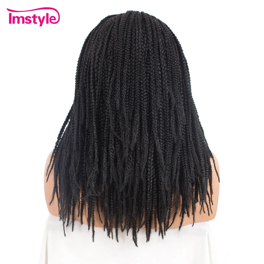 Imstye 1B # Плетеный коробка парики из косичек для Женский черный синтетический