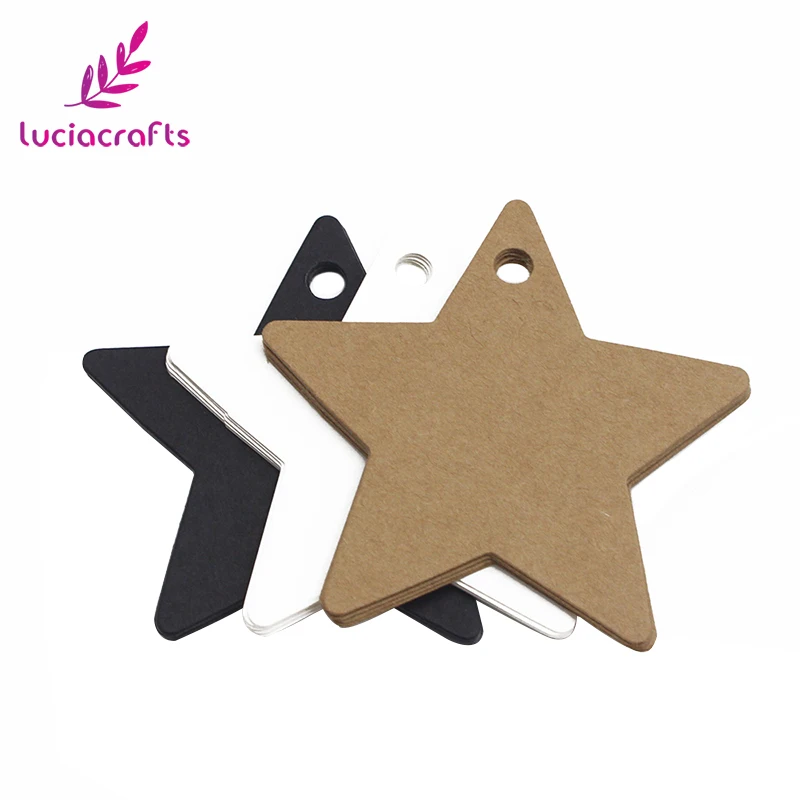 Lucia crafts 50 шт./лот 6*6 см Звездная крафт бумага этикетка ценники на свадьбу Рождество