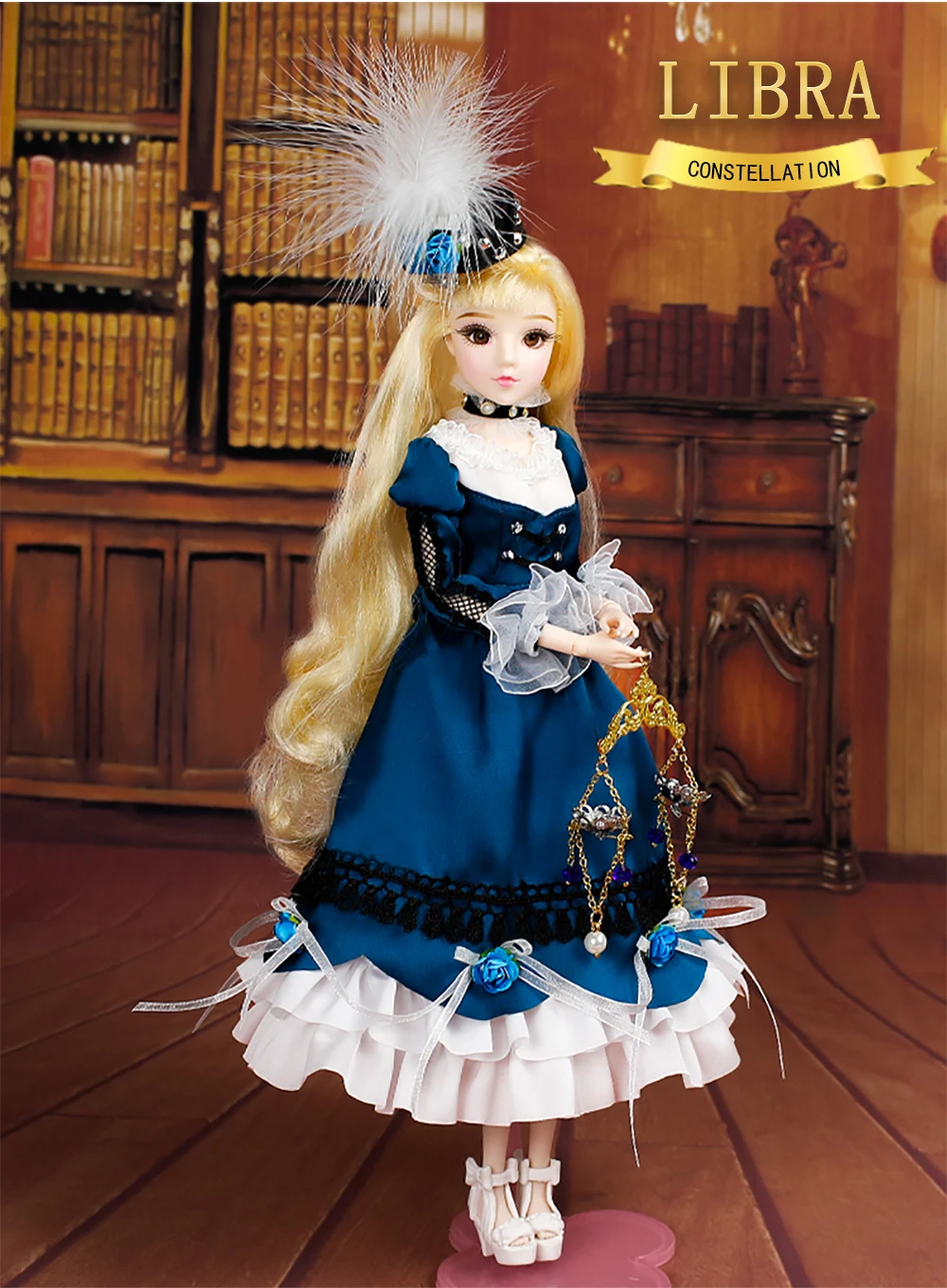 DBS bjd MMGirl 12 созвездий весы как 1/6 30 см кукла синее платье шляпа элегантное тело
