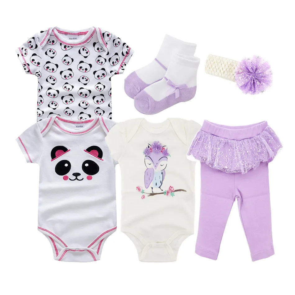 2019 Cute Cartoon Baby Boy Clothes Set Cotton 6 PCS Newborn Rompers Suit Bodysuit+Long Pants+Socks+Hats Infant Sets|Комплекты одежды|