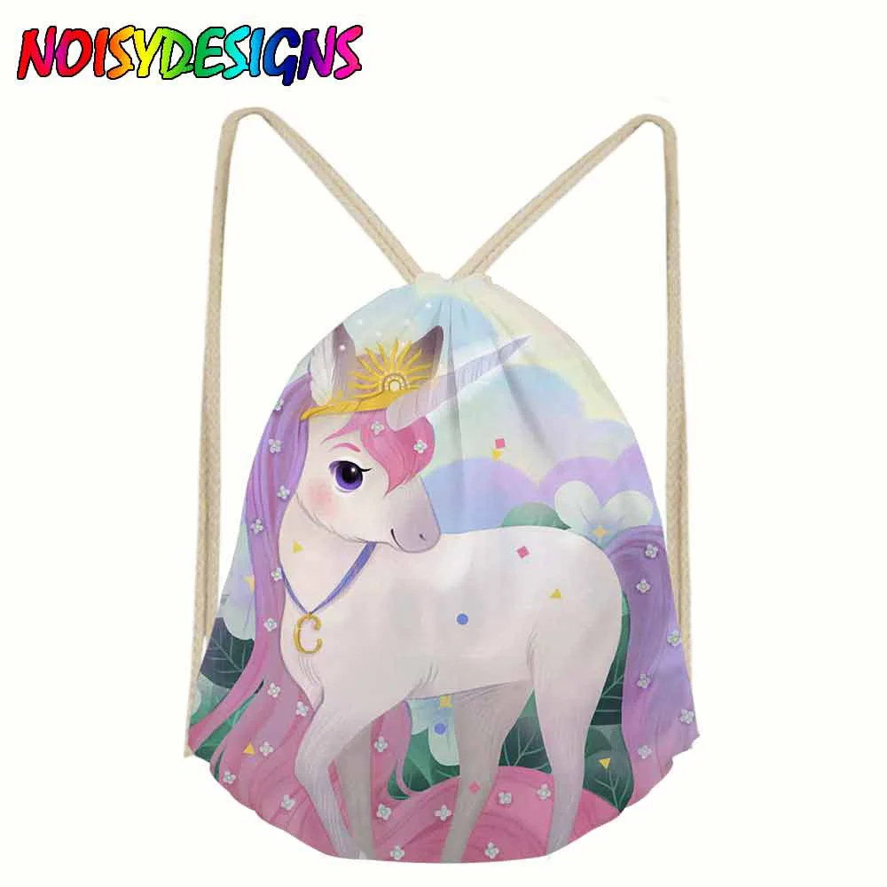 Модная сумка на шнурке с 3D принтом Единорог Mochila Feminina рюкзак Женский Повседневный