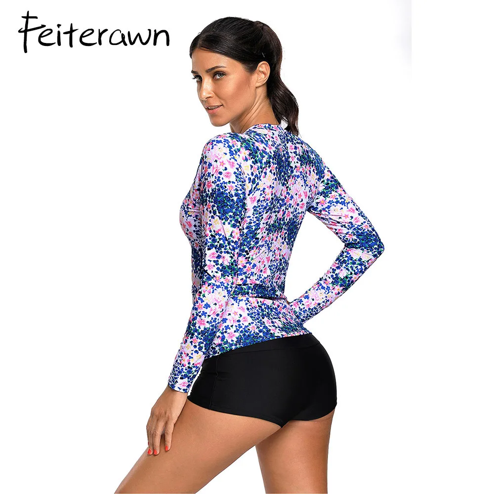Feiterawn 2018 Купальники для малышек Для женщин топы с длинными рукавами листьев