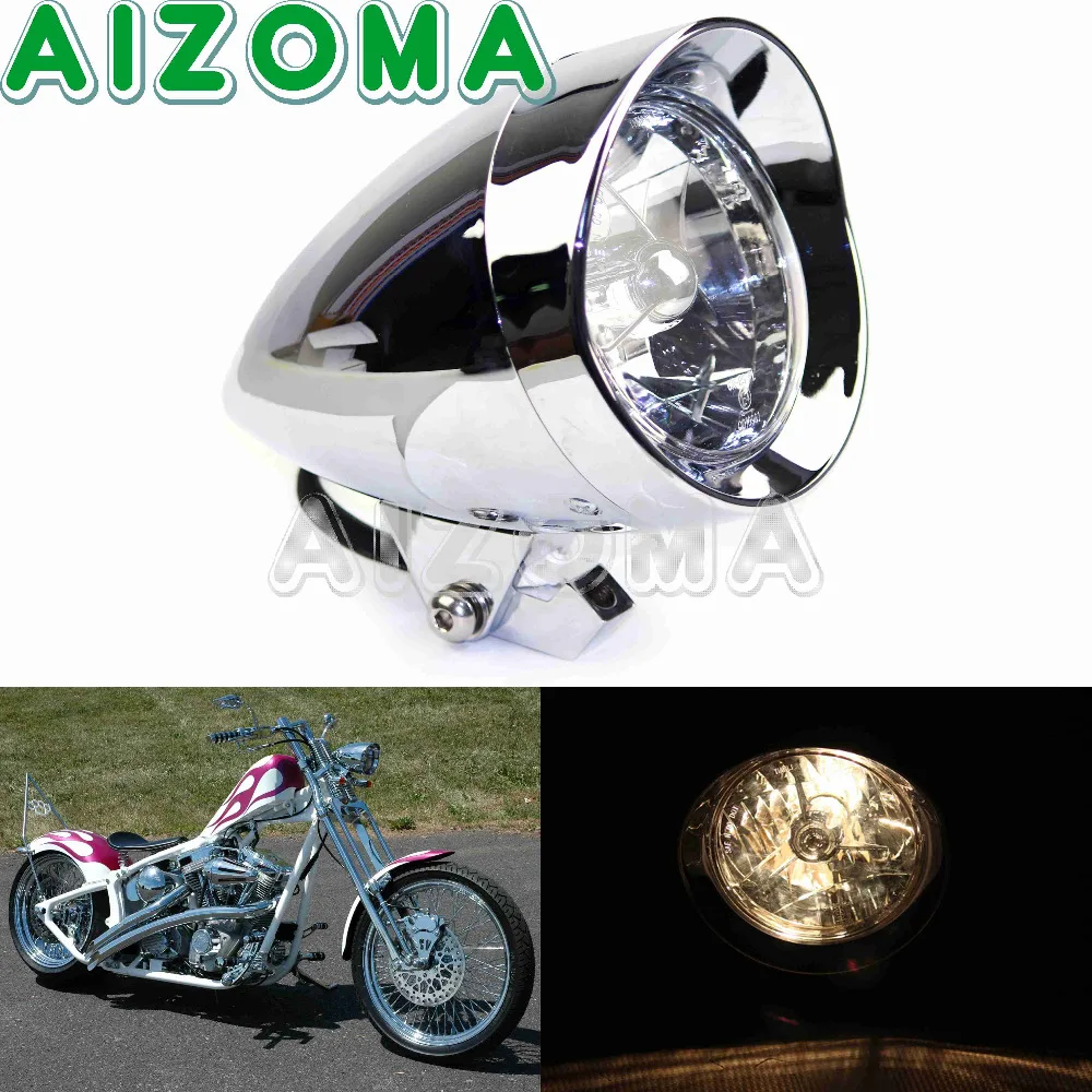 Налобсветильник фонарь Softail Dyna для мотоцикла хромированная цилиндрическая