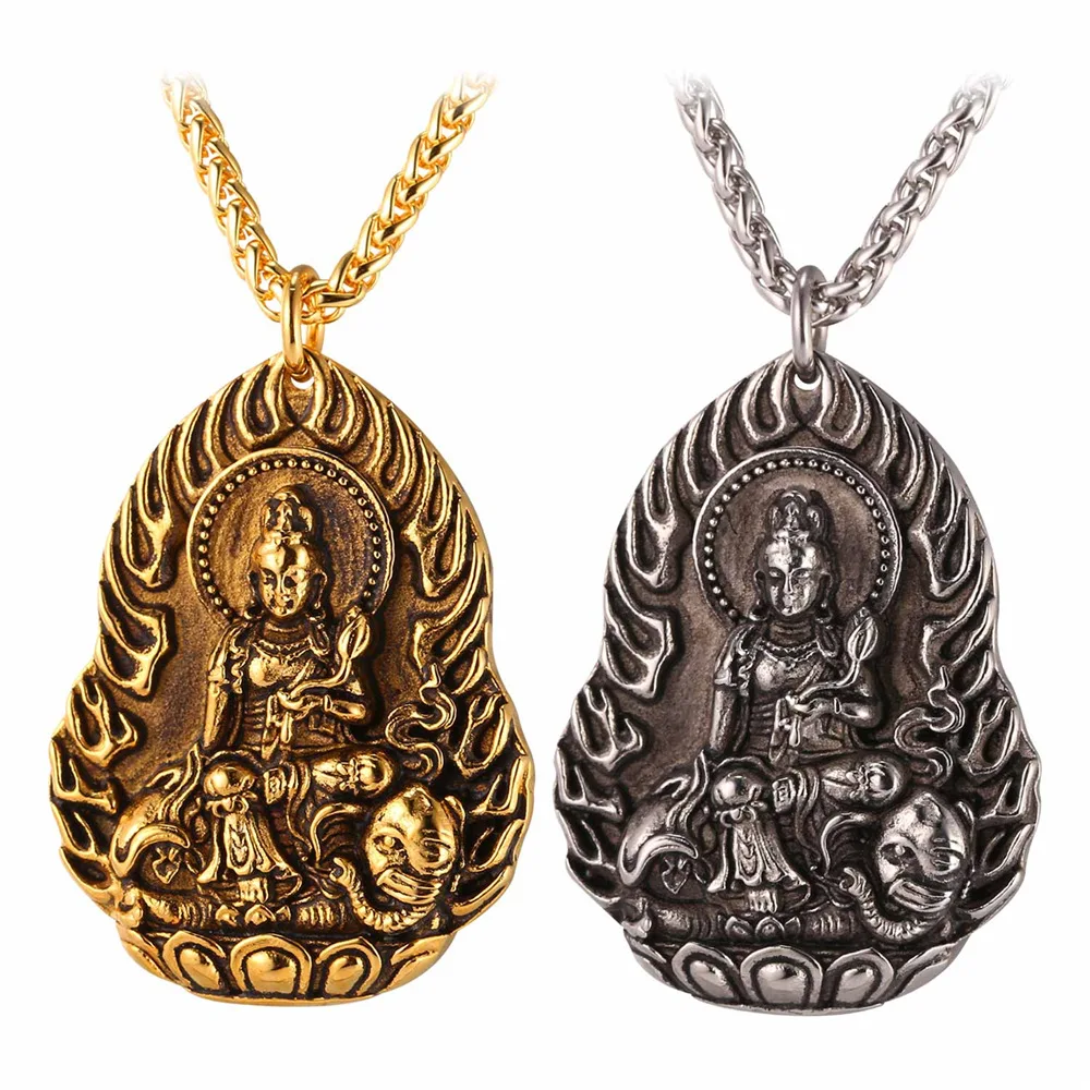 Золотой цвет/ожерелье из нержавеющей стали avalokitesvara для мужчин/женщин оптовая
