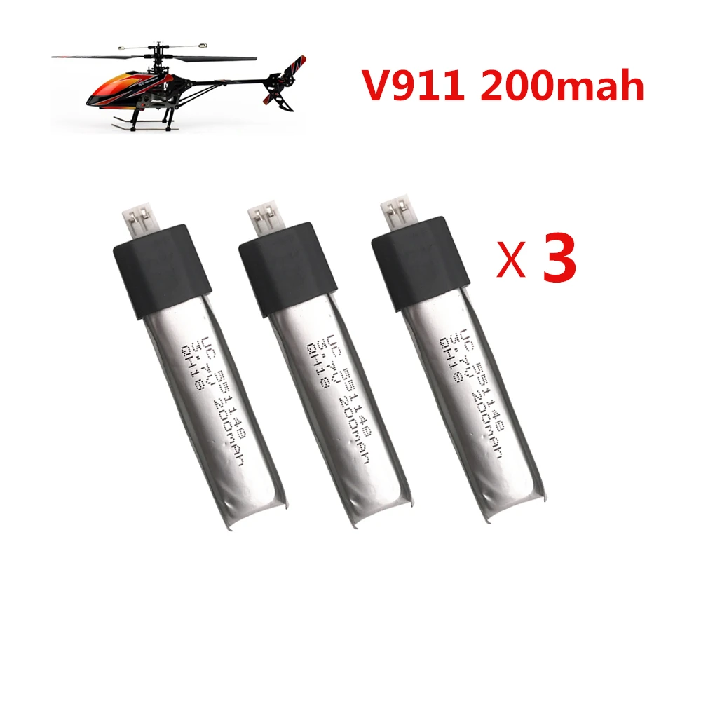3 шт. Аккумулятор для вертолета WLtoys V911 F929 F939 RC 7 в 200 мАч новая вилка 1 25 мм F939|Детали