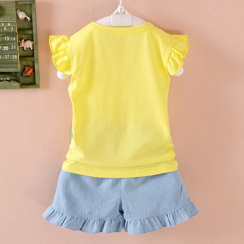 Комплект одежды для маленьких девочек BibiCola хлопковый топ с коротким рукавом и