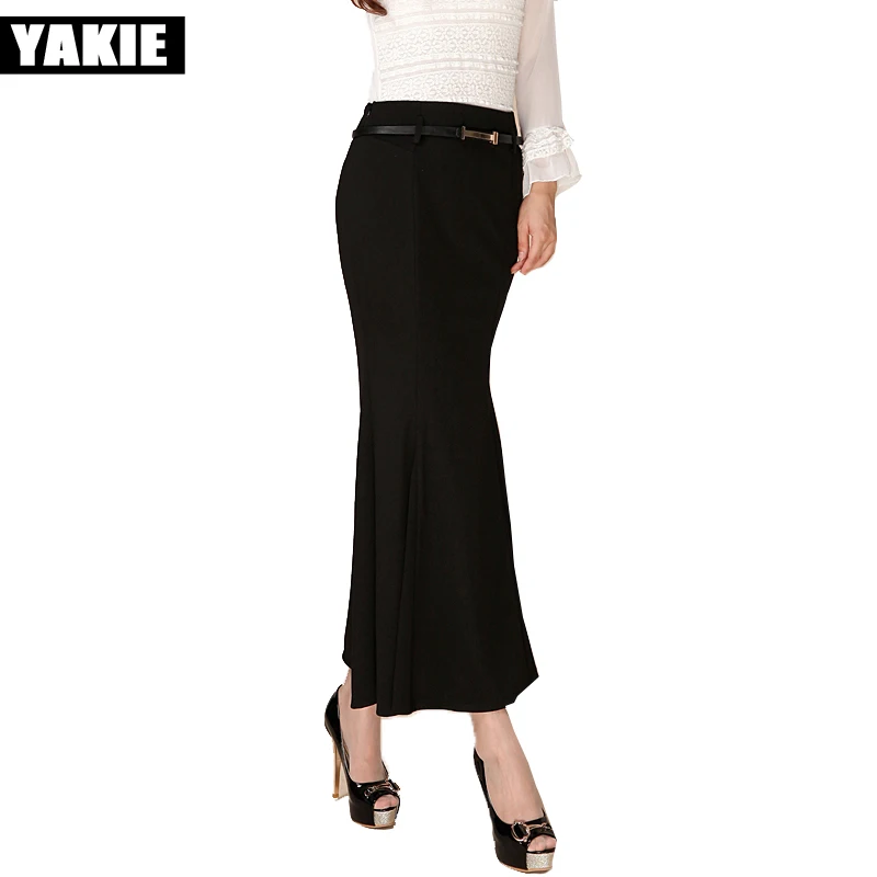 Юбка годе Женская длинная до щиколотки с завышенной талией|long skirt|women long skirtsblack