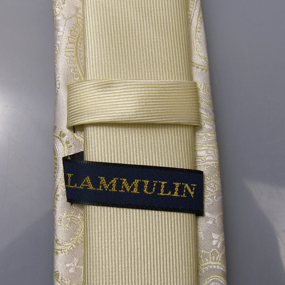 Мужской галстук из микрофибры LAMMULIN Бежевый с узлом контрастный жаккардовый