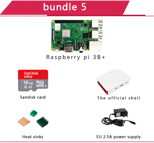 Bundle 5 Raspberry Pi 3 Model B+ Raspberry Pi Raspberry Pi3 B Plus Pi 3 Pi 3B с WiFi и Bluetooth - Цвет: Bundle 5