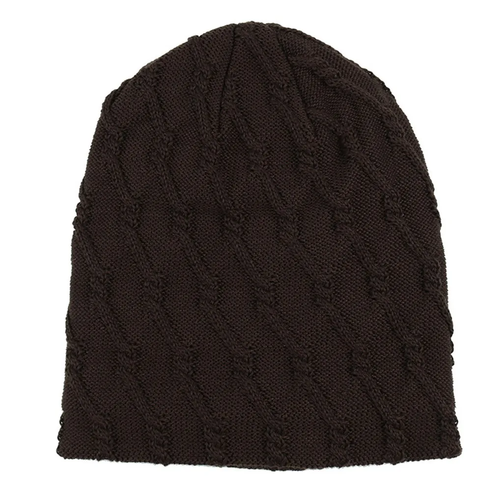 Coffee Новые модные зимние шляпы для мужчин твердые Skullies Индия Эластичный Тюрбан шляпа шерсть вязание выпадения волос головной платок обертывание Czapka Zimowa - Цвет: Coffee