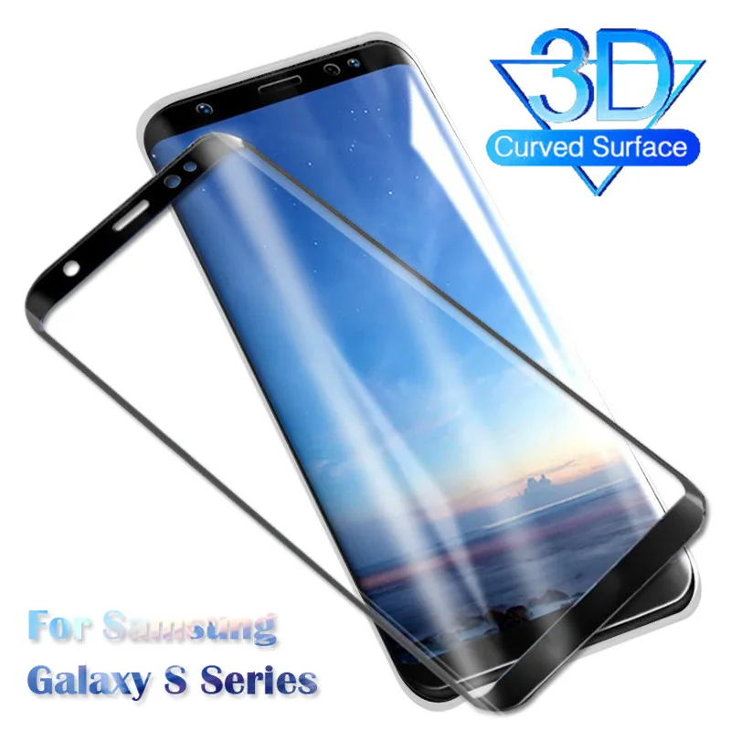 3D Curved Tempered Glass Full Cover For Samsung Galaxy S8 S9 Plus S7 Edge Screen Protector Film Note 8 glass | Мобильные телефоны и