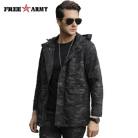 freearmy brand tactical trench coat men long jacket military camouflage hooded trench 3color woven windbreaker man dropshipping