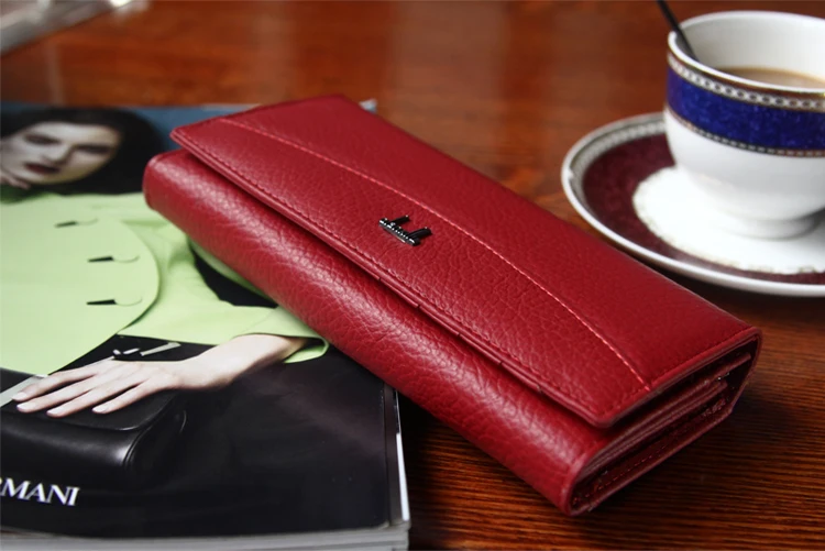 Качественные кошельки из натуральной кожи для женщин модный длинный дизайн