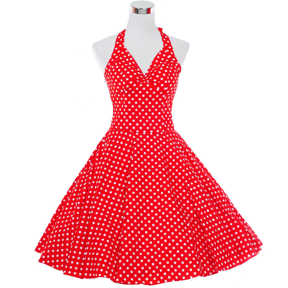 Женское винтажное платье в горошек повседневное вечернее из 100% хлопка стиле