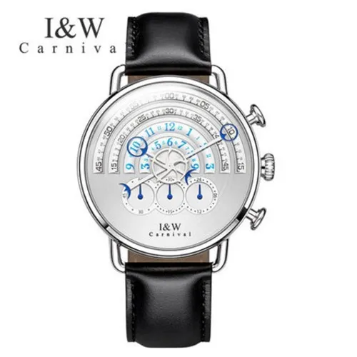 Silver white SF8816B Люксовый бренд, для подиума, уникальный дизайн, кварцевые мужские часы, хронограф, секундомер, часы, мужские часы, военная мода, полная сталь, кожа, reloj - Цвет: Silver white SF8816B