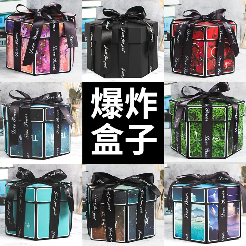 12 Цветов сюрприз взрыв коробка самоклеящиеся фотоальбом с шестигранной головкой