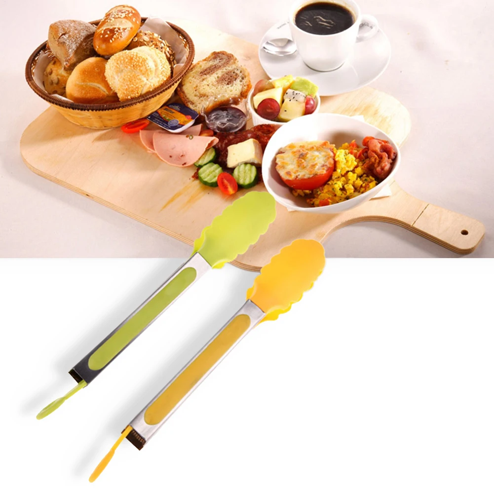 Kitchen Tongs BBQ Accessories Anti-Burn Silicone Picnic Food Clip Vegetable Cake Randomly Color | Дом и сад