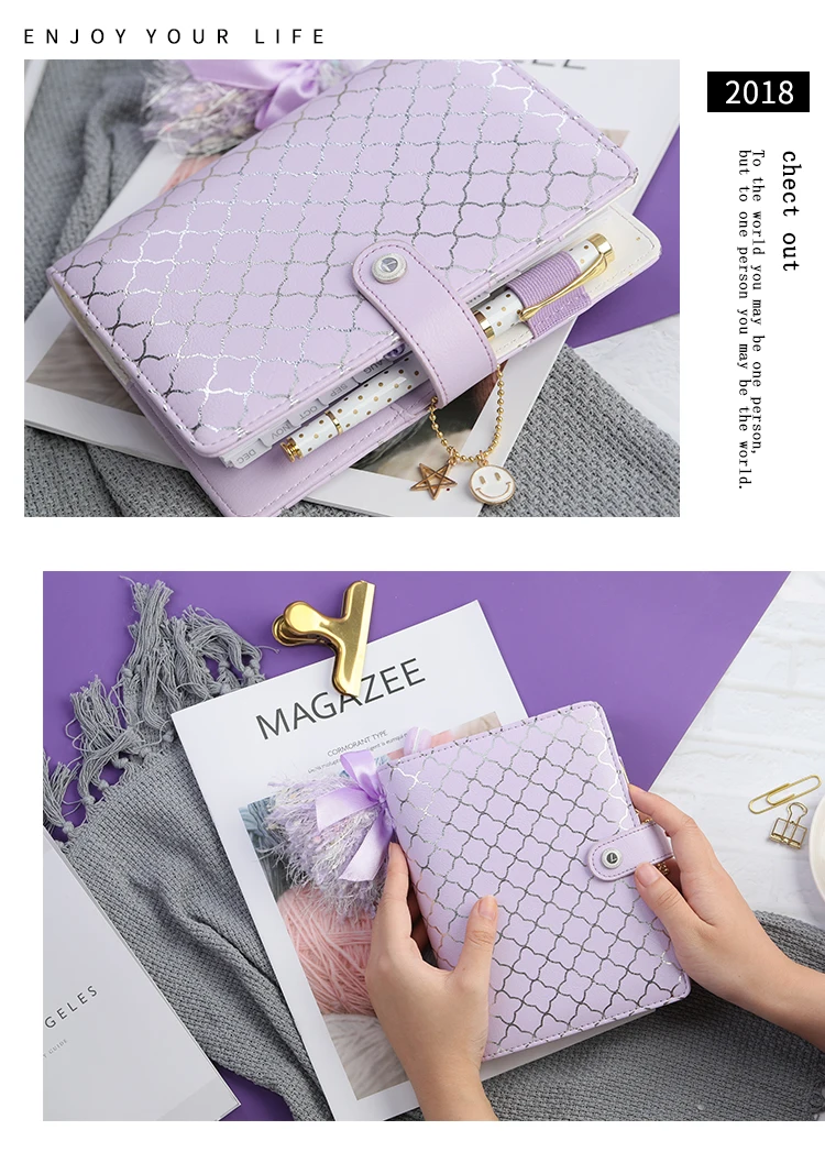 Yiwi Dokibook Lovedoki Sea фиолетовый A6 планировщик креативный дневник 6 отрывных листов спиральный блокнот для студентов