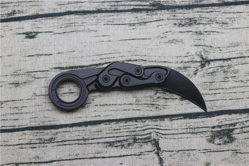 Механический нож-коготь Caswell M390 с порошковым стальным лезвием+ стальная ручка, многофункциональный охотничий инструмент для отдыха на природе